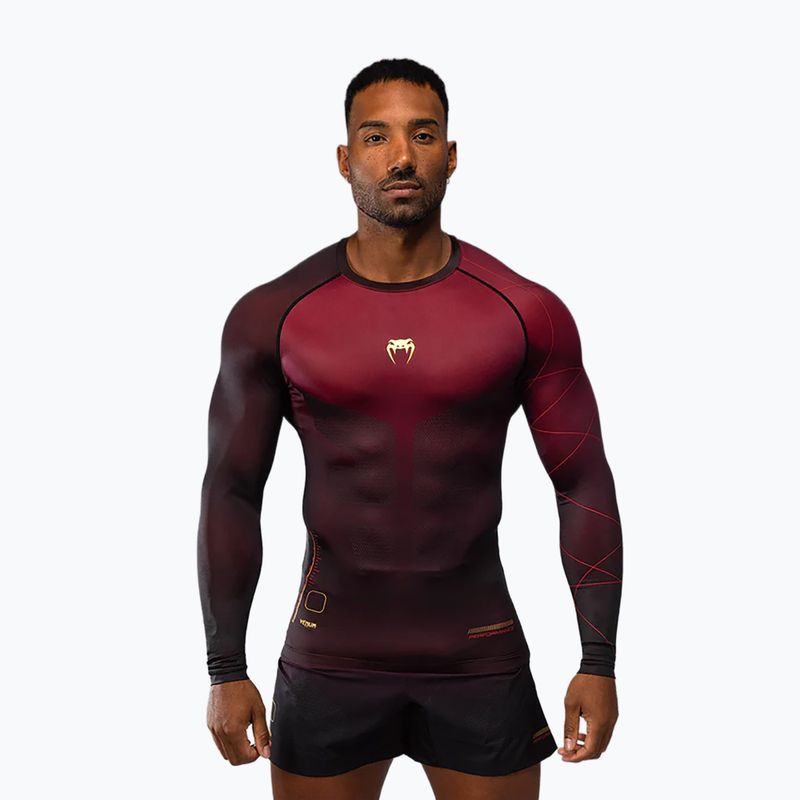 Чоловічий тренувальний лонгслів Venum Tactical XT Rashguards чорний/бордовий/золотий