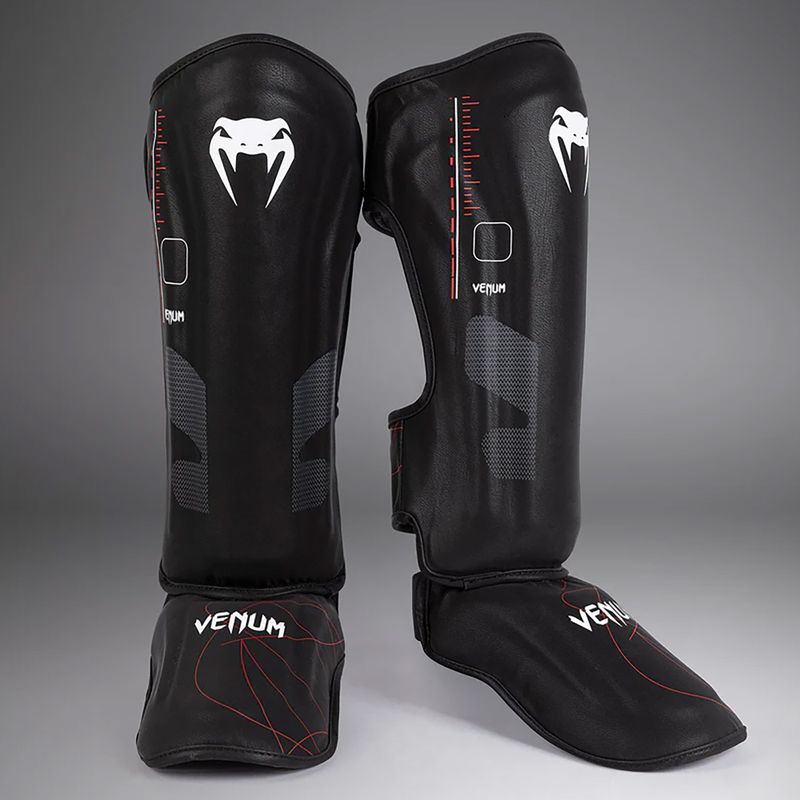 Жіночі захисні наколінники Venum Tactical XT Shinguards чорні/вогненно-червоні для гомілки та стопи 2
