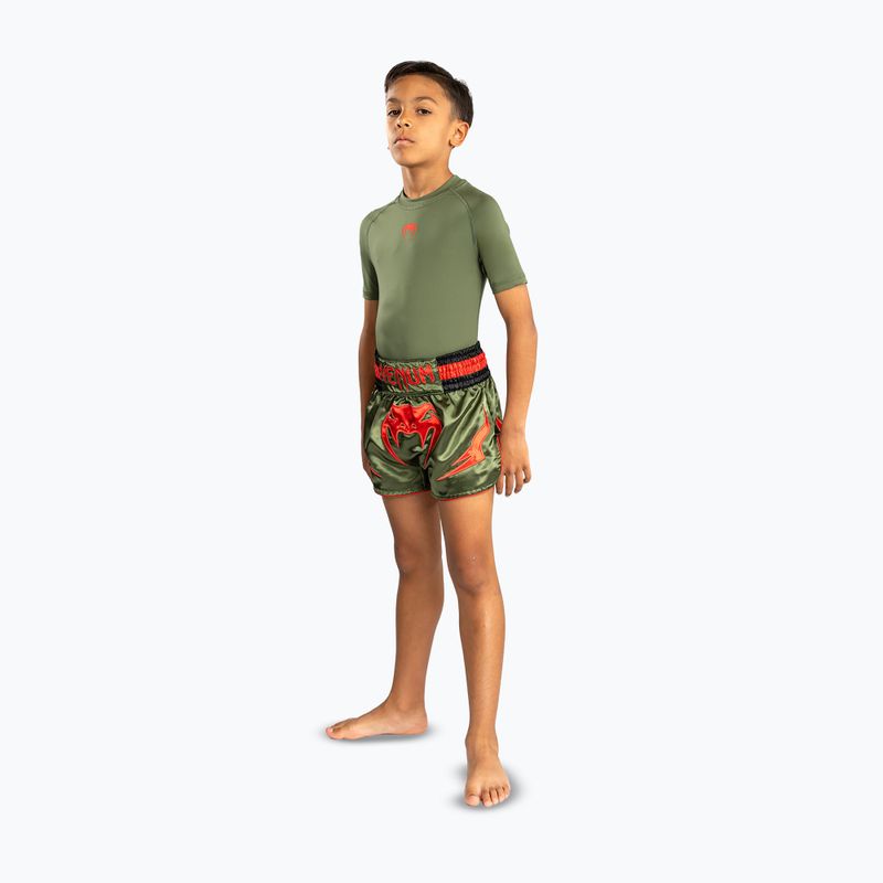 Шорти для тренувань дитячі Venum Inferno Kids Muay Thai army green/orange 2