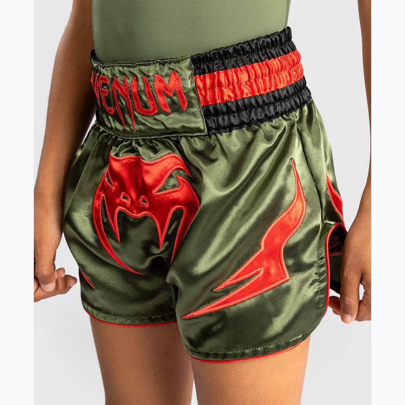 Дитячі тренувальні шорти Venum Inferno Kids Muay Thai army green/orange 5
