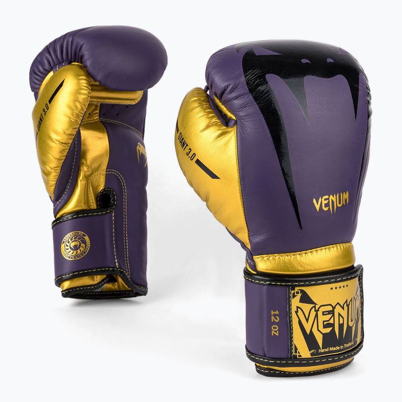 Боксерські рукавички Venum Giant 3.0 темно-фіолетові/золоті 2