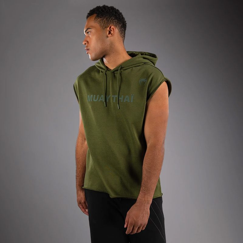 Кофта чоловіча Venum Muay Thai VT Sleeveless Hoodie military green 3