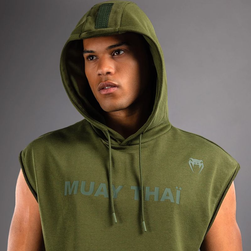 Кофта чоловіча Venum Muay Thai VT Sleeveless Hoodie military green 4