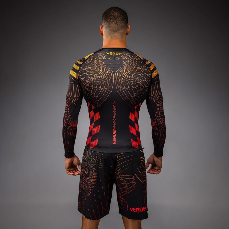 Рашгард лонгслів чоловічий Venum Quetzal Fury Rashguard black/fury red/tangerine 3