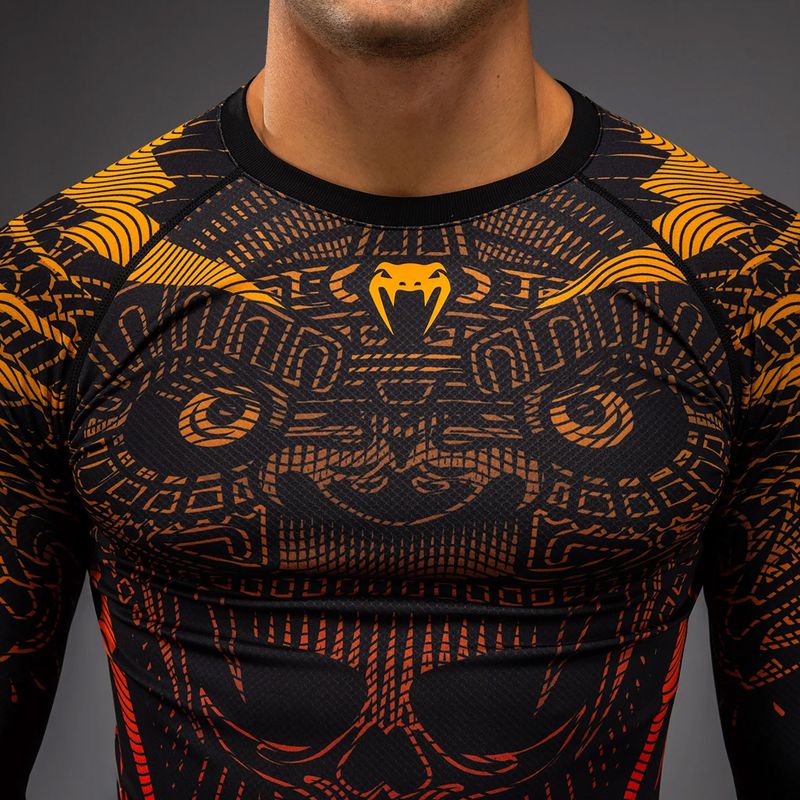 Рашгард лонгслів чоловічий Venum Quetzal Fury Rashguard black/fury red/tangerine 5