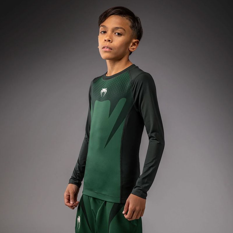 Рашгард дитячий Venum Attack Kids Rashguard fores green/off white 3