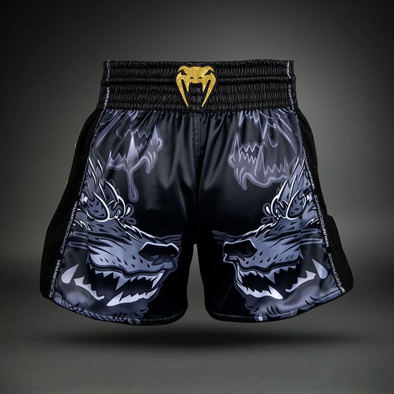 Шорти для тренувань чоловічі Venum Wolf Atak Muay Thai Shorts black/grey 2