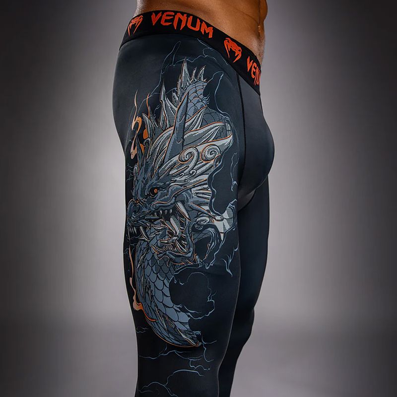 Легінси для тренувань чоловічі Venum Thunder Dragon Spats Black/Grey/Copper 5