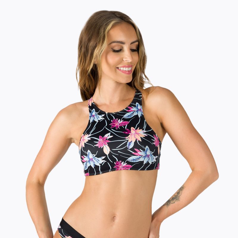 Купальник суцільний жіночий ROXY Active Crop Top anthracite/floral flow