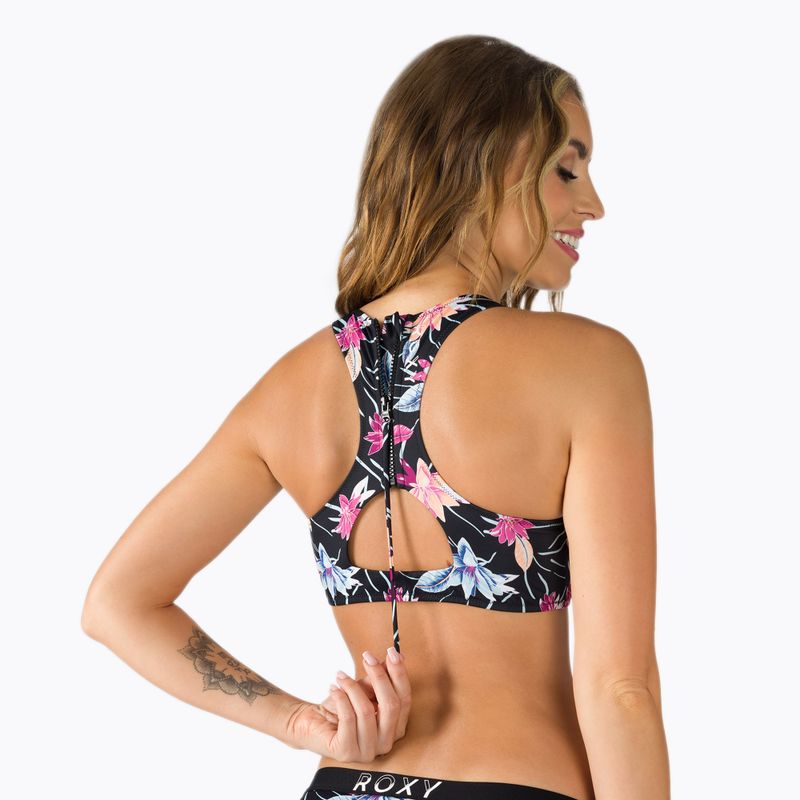 Купальник суцільний жіночий ROXY Active Crop Top anthracite/floral flow 3