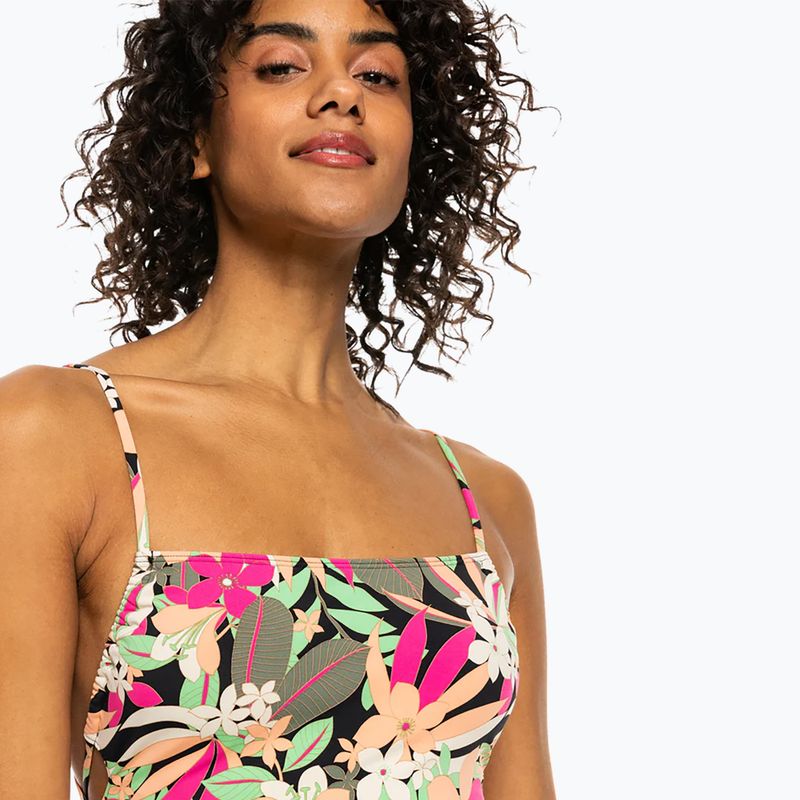 Жіночий суцільний купальник ROXY Printed Beach Classics Lace UP антрацитовий пальмова пісня с 6