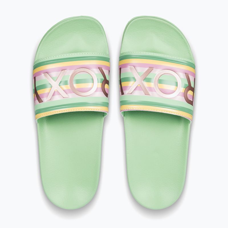 Шльопанці жіночі ROXY Slippy II green stripe 2