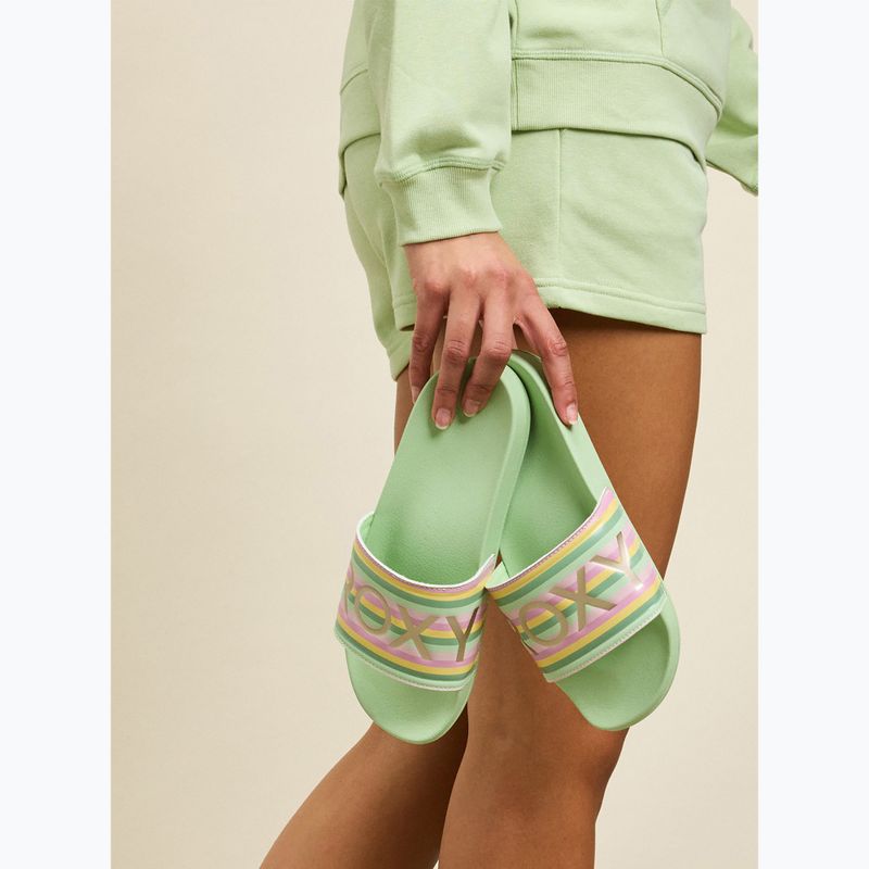 Шльопанці жіночі ROXY Slippy II green stripe 6