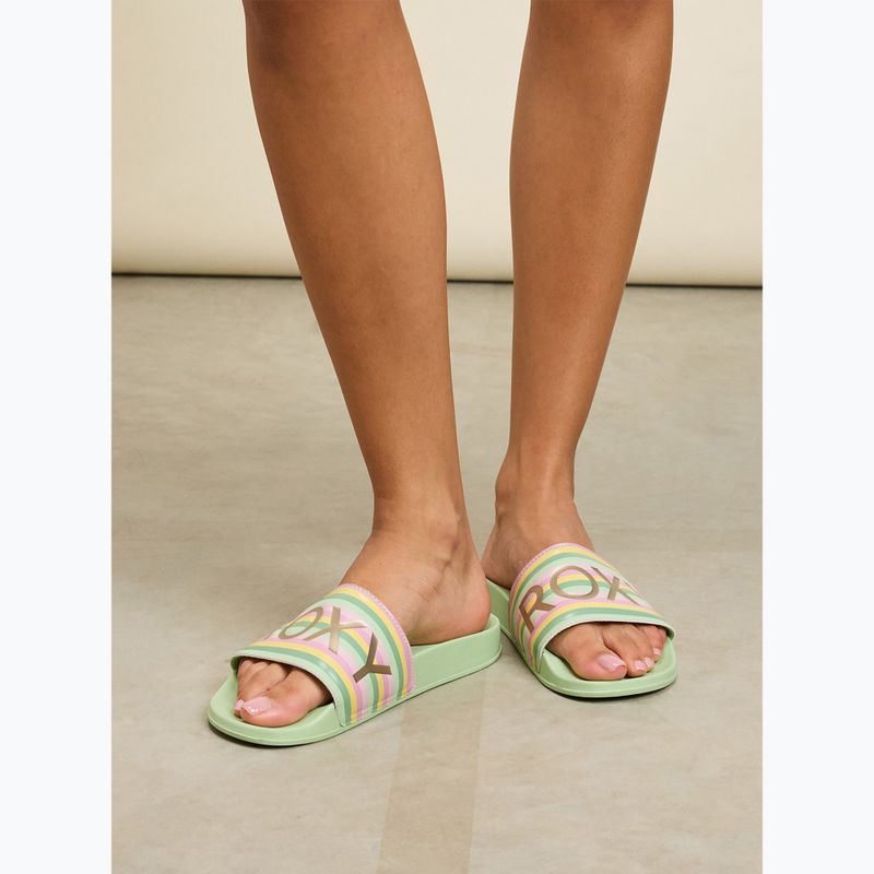 Шльопанці жіночі ROXY Slippy II green stripe 7