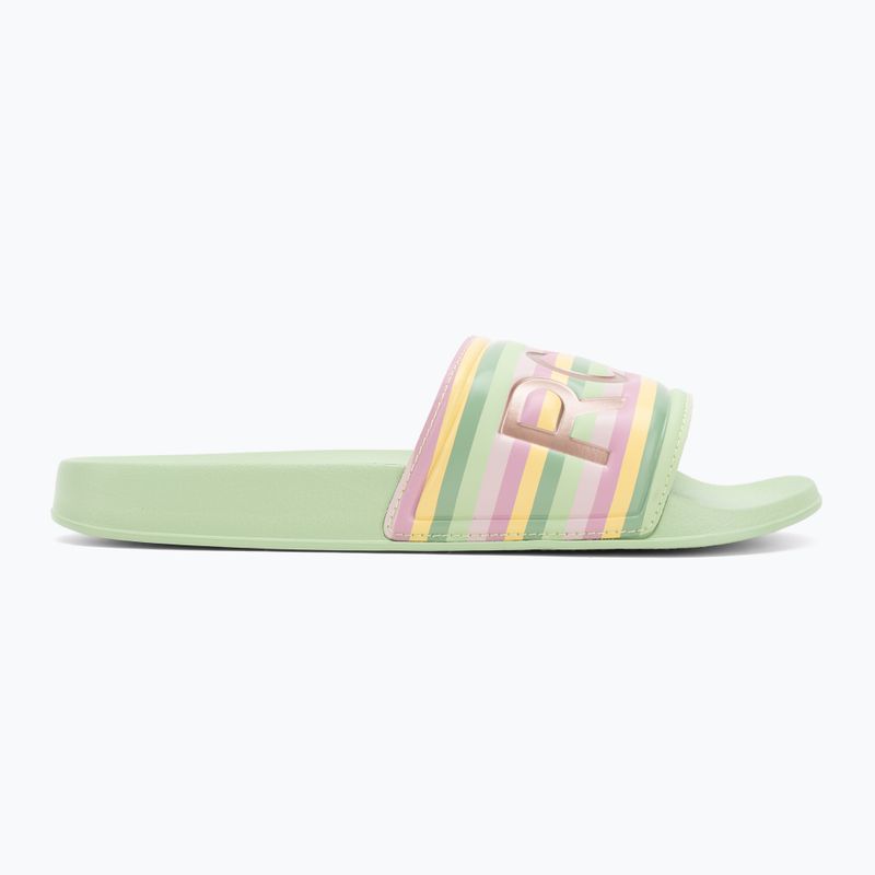 Шльопанці жіночі ROXY Slippy II green stripe 2