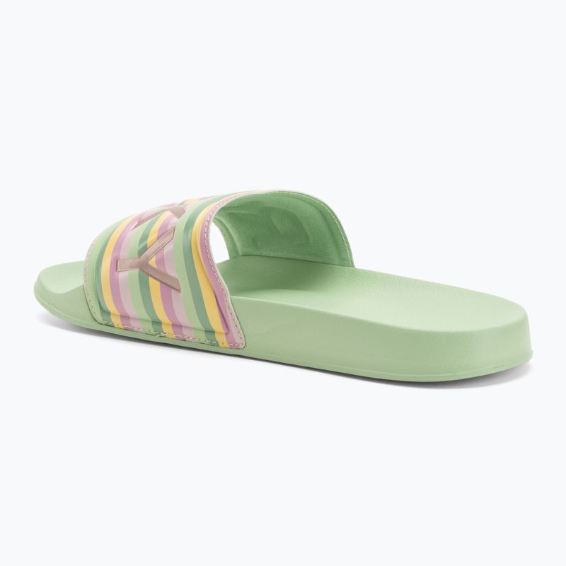 Шльопанці жіночі ROXY Slippy II green stripe 3