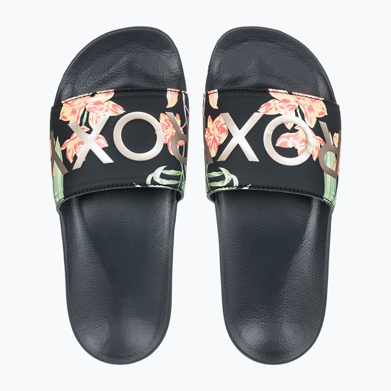 Шльопанці жіночі ROXY Slippy II black/green print 2