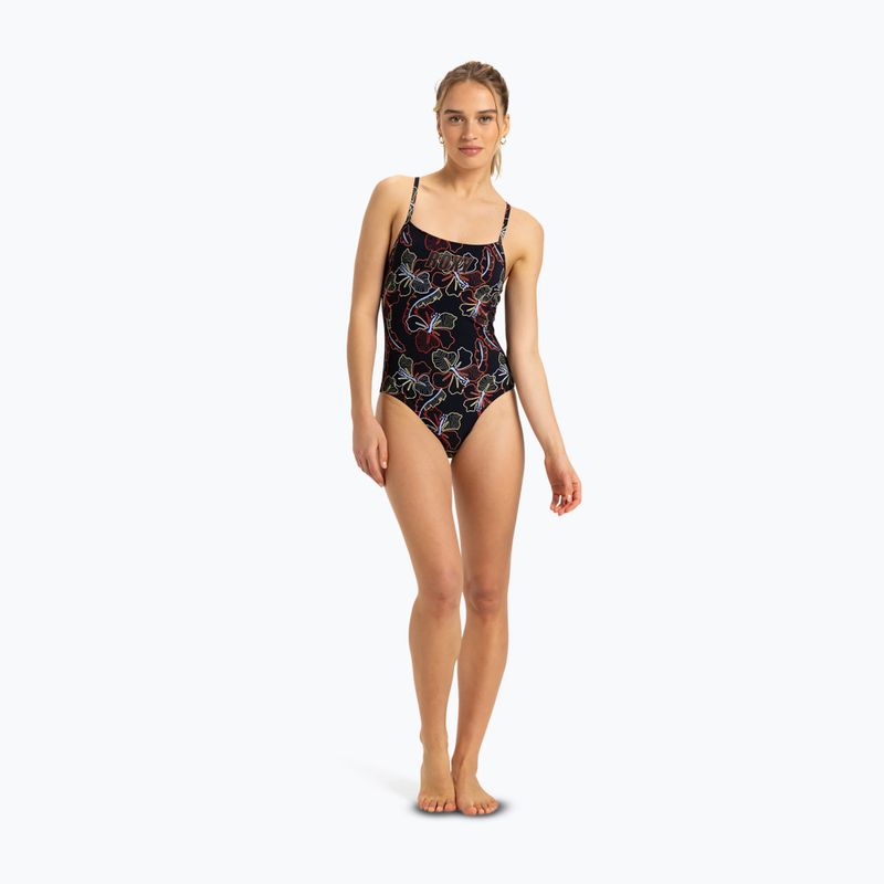 Купальник суцільний жіночий ROXY Active Basic Printed anthracite athletic hibiscus 2