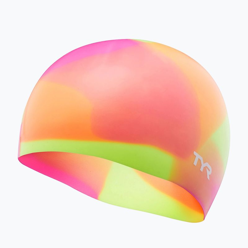 Шапочка для плавання дитяча TYR Tiedye Silicone Multicolor Jr yellow/pink/orange 3