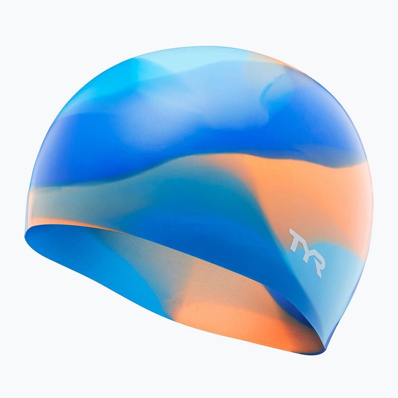 Шапочка для плавання дитяча TYR Tiedye Silicone Multicolor Jr blue/orange 3