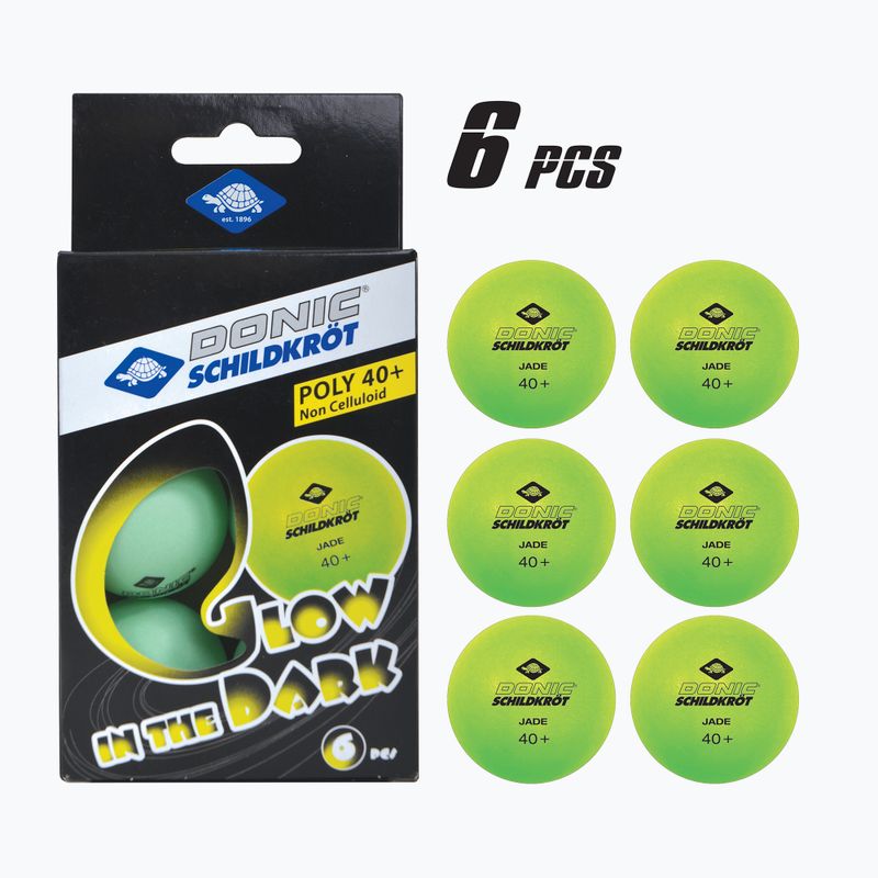 М'ячі для настільного тенісу Donic-Schildkröt Glow In The Dark Poly 40+ 6шт, що світяться.