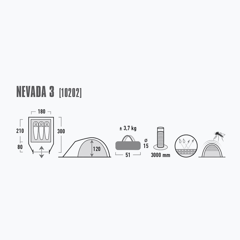 Намет кемпінговий для 3-х осіб High Peak Nevada сірий 10202 2