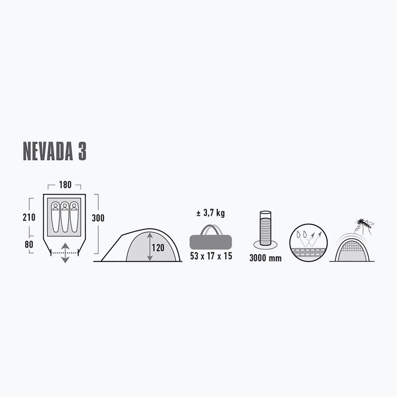 Намет кемпінговий для 3-х осіб High Peak Nevada сірий 10203 10