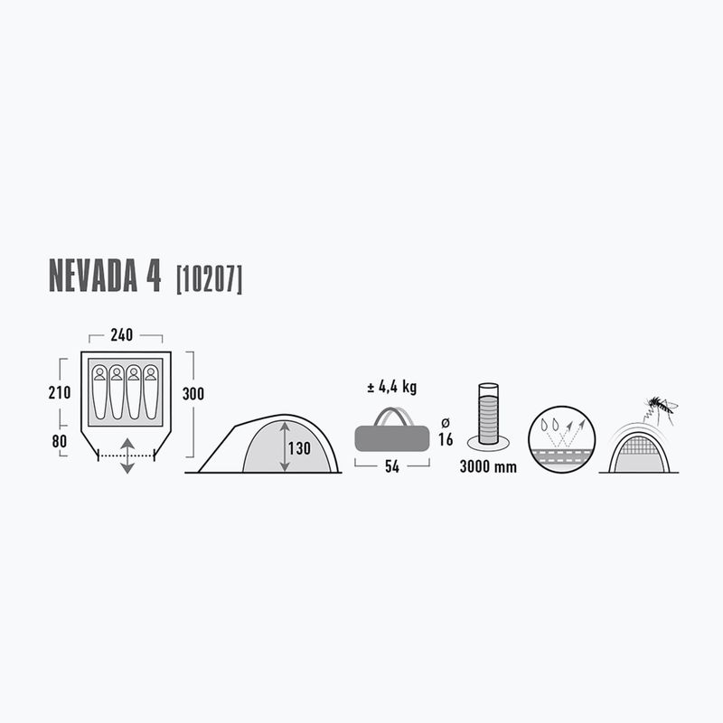 Намет кемпінговий для 4-х осіб High Peak Nevada сірий 10207 2