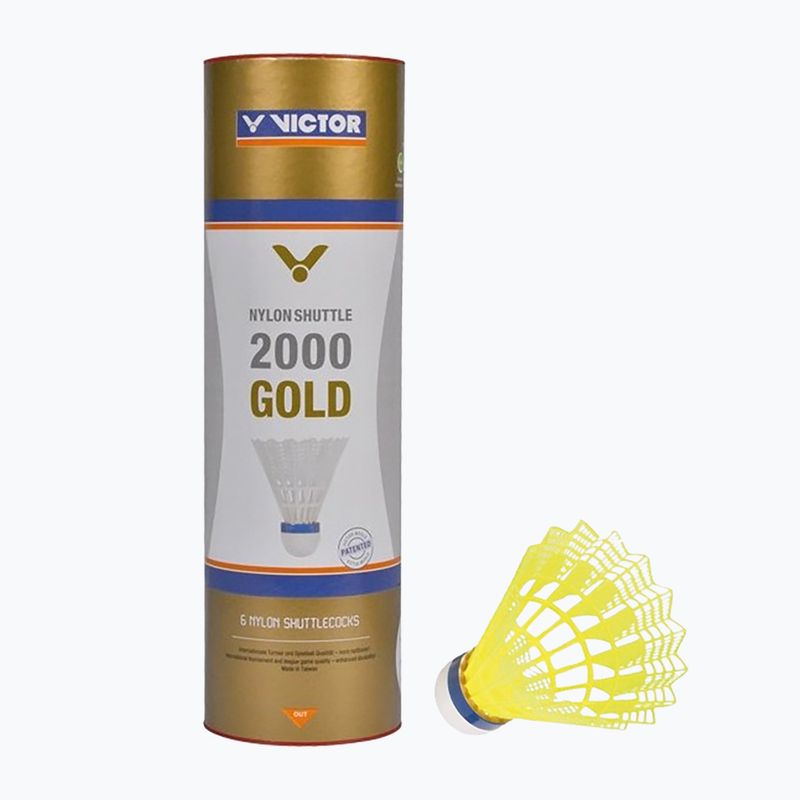 Волани для бадмінтону VICTOR Nylon Shuttle 2000 slow 6 шт. yellow