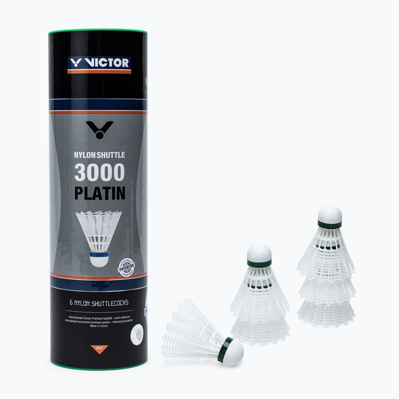 Волани для бадмінтону VICTOR Nylon Shuttle 3000 6 шт. білі 101519