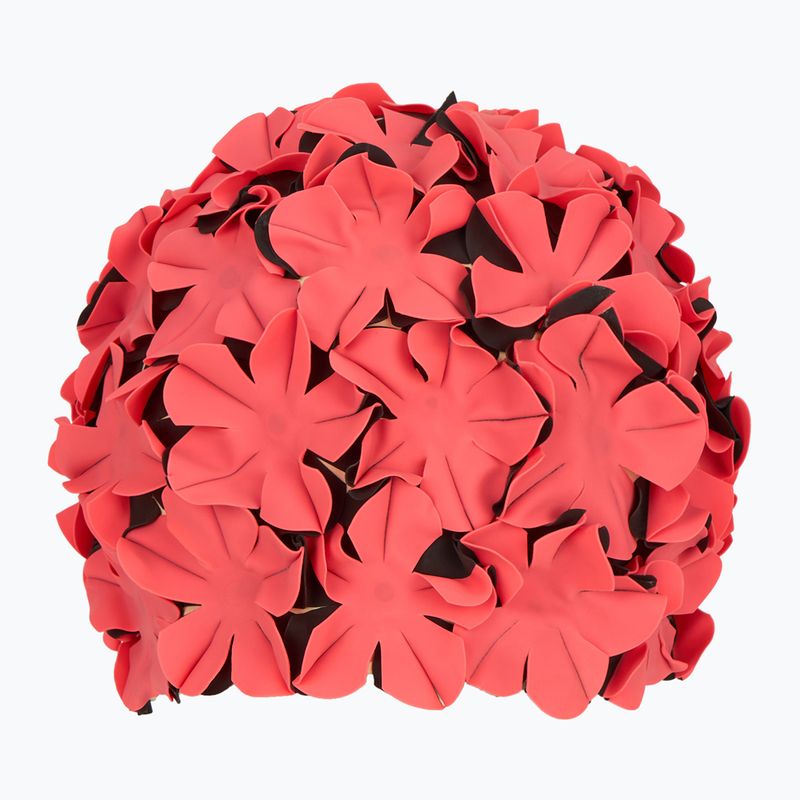Шапочка для плавання жіноча Fashy Flowers red / black