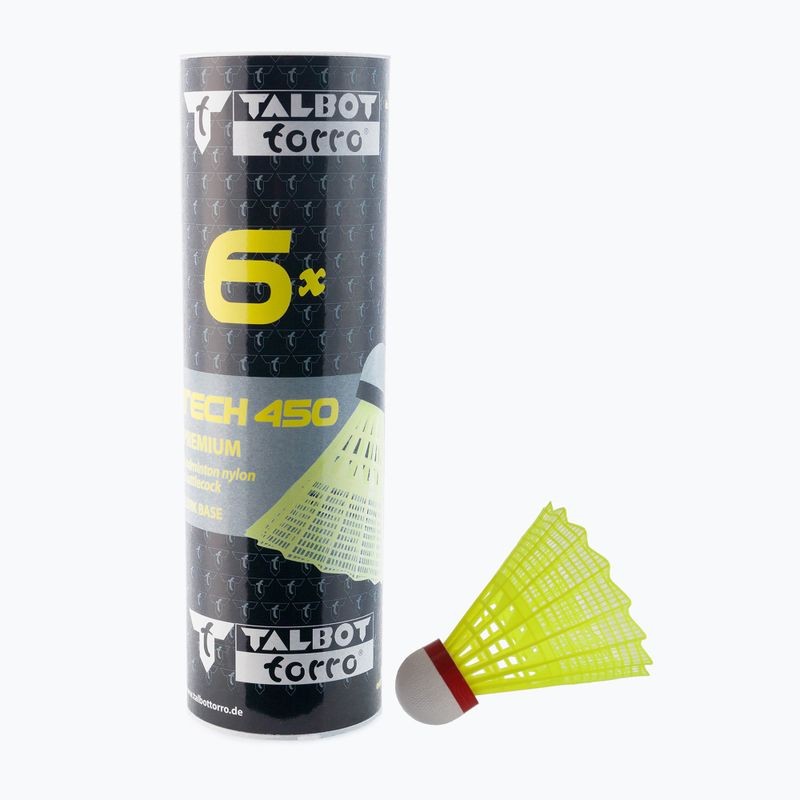 Волани для бадмінтону Talbot-Torro Tech 450, Premium Nylon 6 шт. жовті 469083