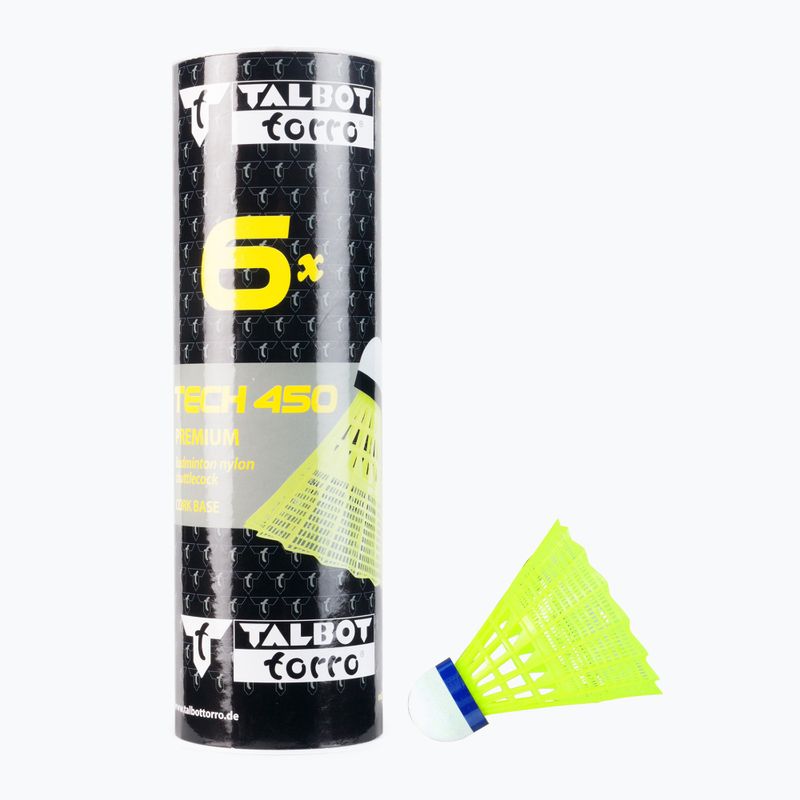 Волани для бадмінтону Talbot-Torro Tech 450, Premium Nylon 6 шт. жовті 469183
