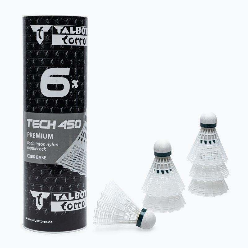 Волани для бадмінтону Talbot-Torro Tech 450, Premium Nylon 6 шт. білі 469282