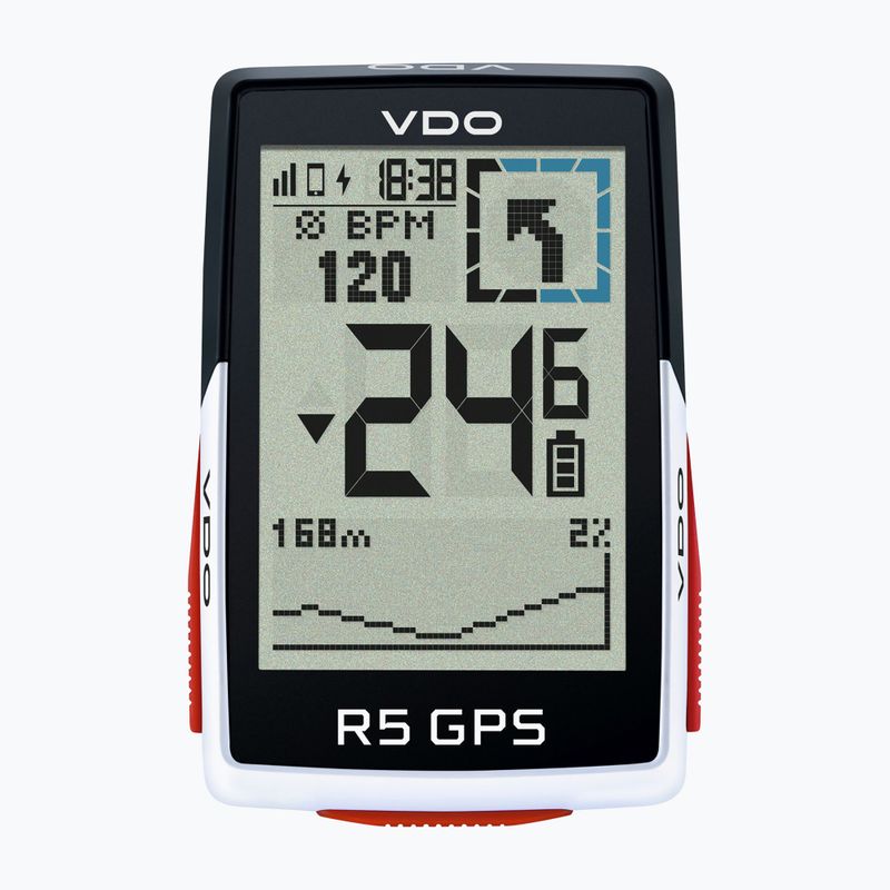 Велокомп'ютер VDO R5 GPS Top Mount-Set чорно-білий 64051
