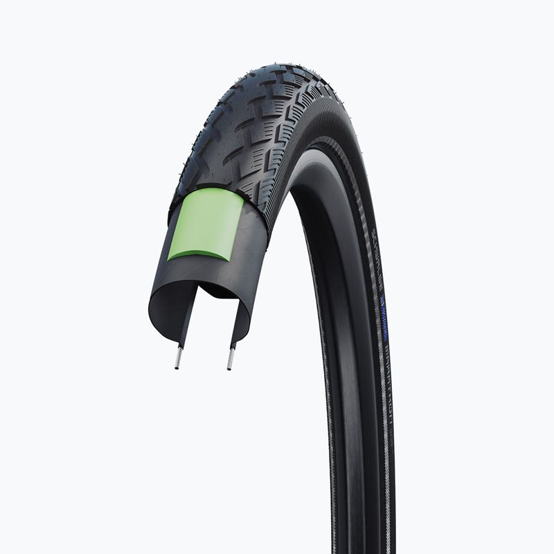 Велосипедна шина SCHWALBE Marathon Green Guard Addix дротяна чорна з рефлекторним покриттям 3