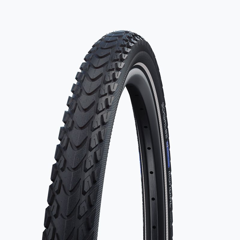 Велосипедна шина SCHWALBE Marathon Mondial Raceguard Addix дротяна чорна з рефлекторним покриттям