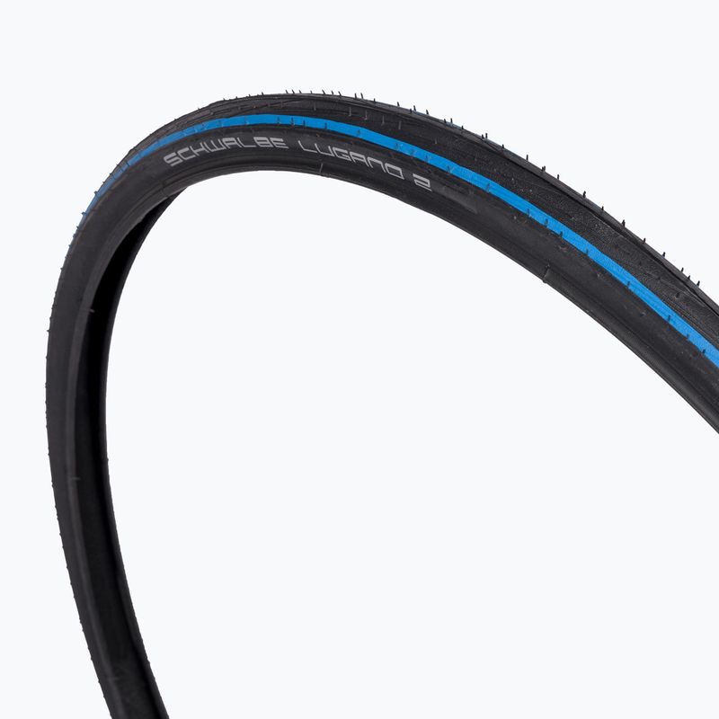 Велосипедна шина SCHWALBE Lugano II K-Guard Силікатний дріт сині смуги