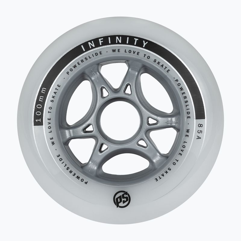 Колеса для роликових ковзанів Powerslide Infinity II 100mm/85A 4 шт. білі 905224