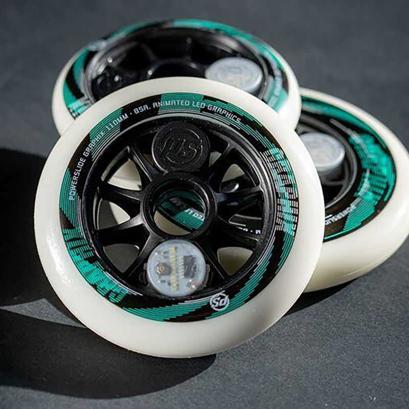 Колеса для роликових ковзанів Powerslide Graphix LED Wheel 100 Right white/black 3