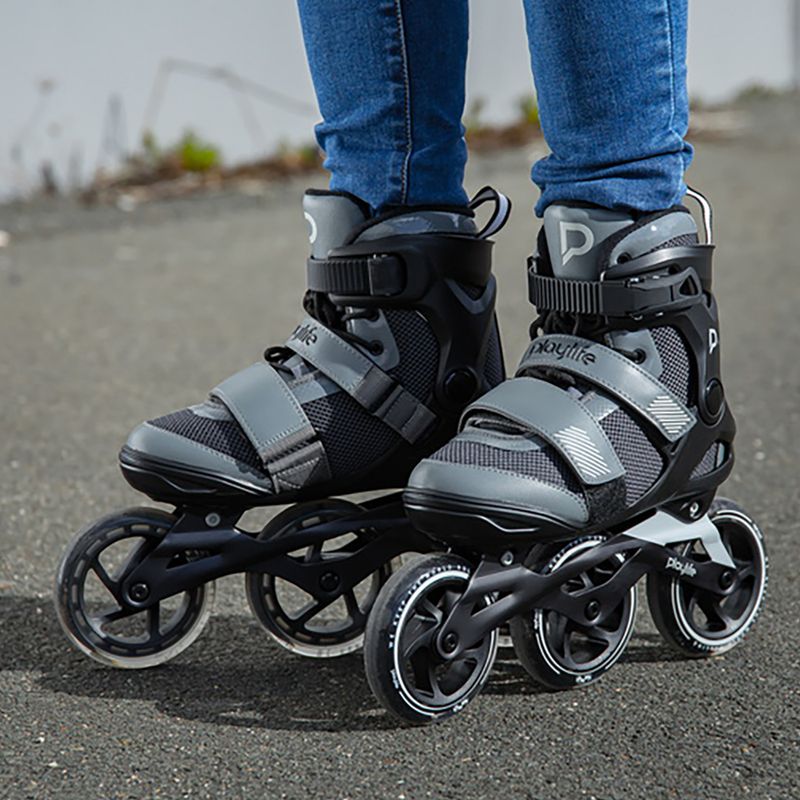 Чоловічі роликові ковзани Playlife GT 110 чорні/сірі 13