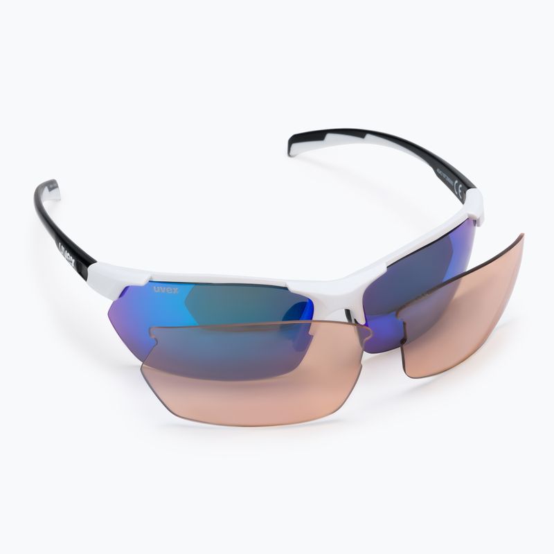 Окуляри сонячні UVEX Sportstyle 114 white black mat/mirror blue/litemirror orange/clear 53/0/939/8216 6