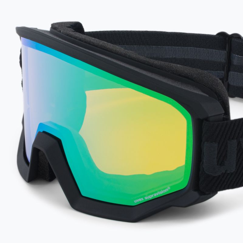 Маска лижна UVEX Athletic FM black mat/mirror green lasergold lite55/0/520/2330 5