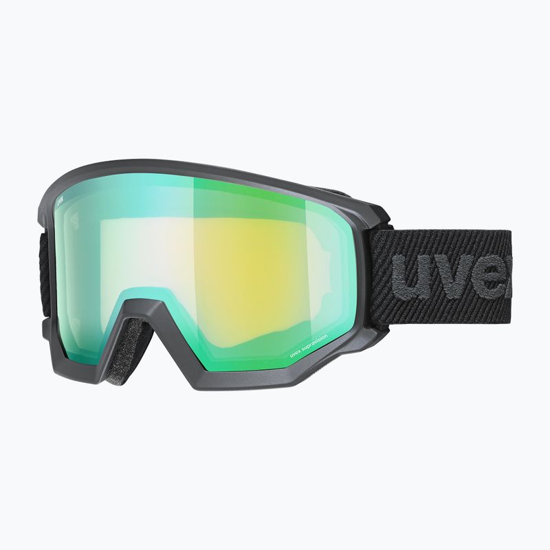 Маска лижна UVEX Athletic FM black mat/mirror green lasergold lite55/0/520/2330 7