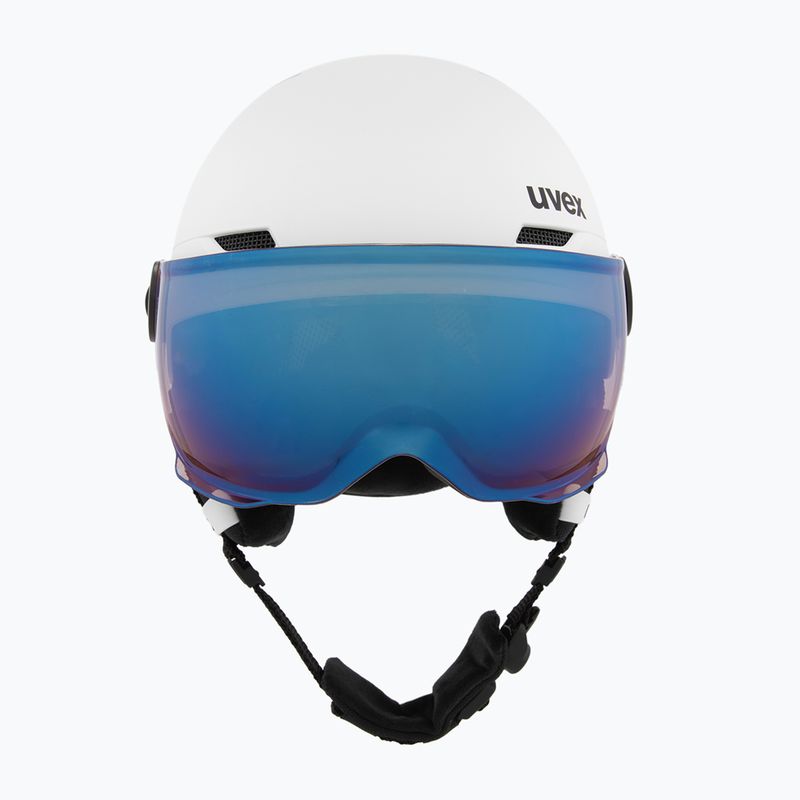 Шолом гірськолижний дитячий UVEX Rocket Visor Jr white/black matt/mirror blue/smoke 2