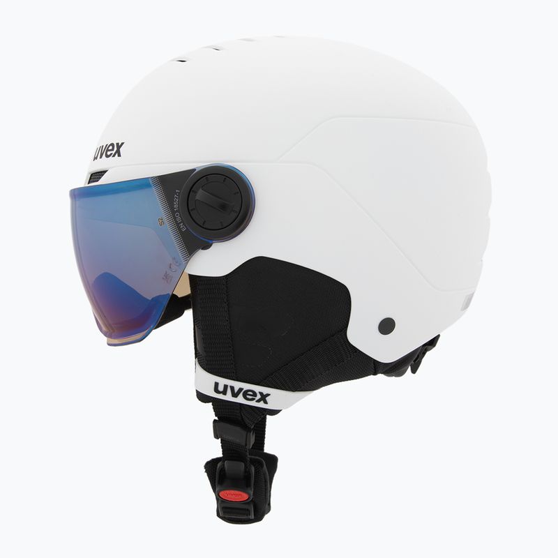 Шолом гірськолижний дитячий UVEX Rocket Visor Jr white/black matt/mirror blue/smoke 3