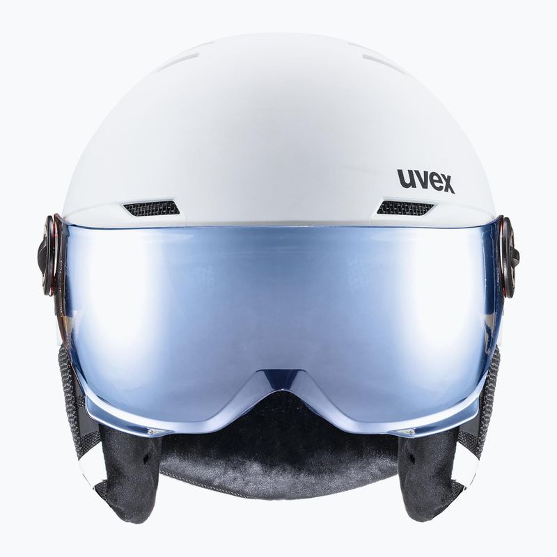 Дитячий лижний шолом UVEX Rocket Visor Jr white/black matt/mirror blue/smoke 2