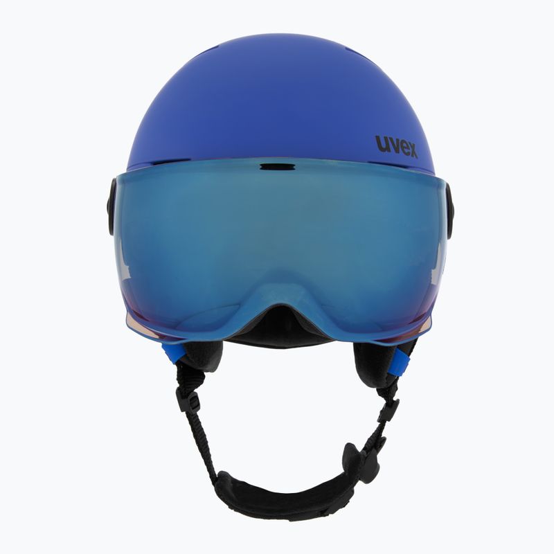 Шолом гірськолижний дитячий UVEX Rocket Visor Jr blue matt/mirror blue/smoke 2
