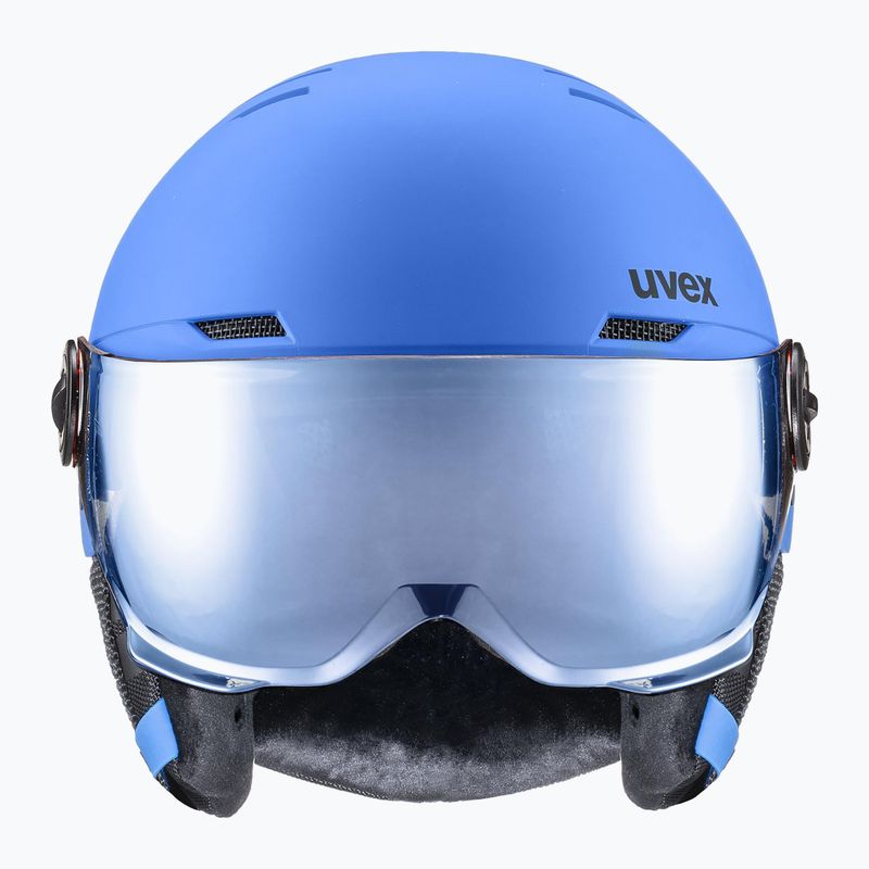 Шолом гірськолижний дитячий UVEX Rocket Visor Jr blue matt/mirror blue/smoke