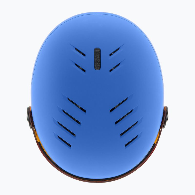 Шолом гірськолижний дитячий UVEX Rocket Visor Jr blue matt/mirror blue/smoke 4